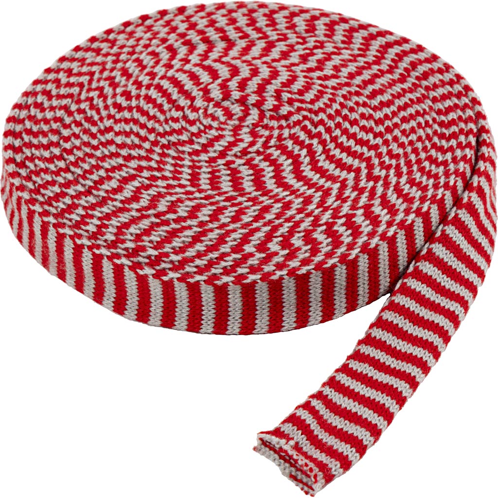 Creativ company tube tricoté circulaire, l: 30 mm, Noël rouge gris, 10 m 1 rouleau