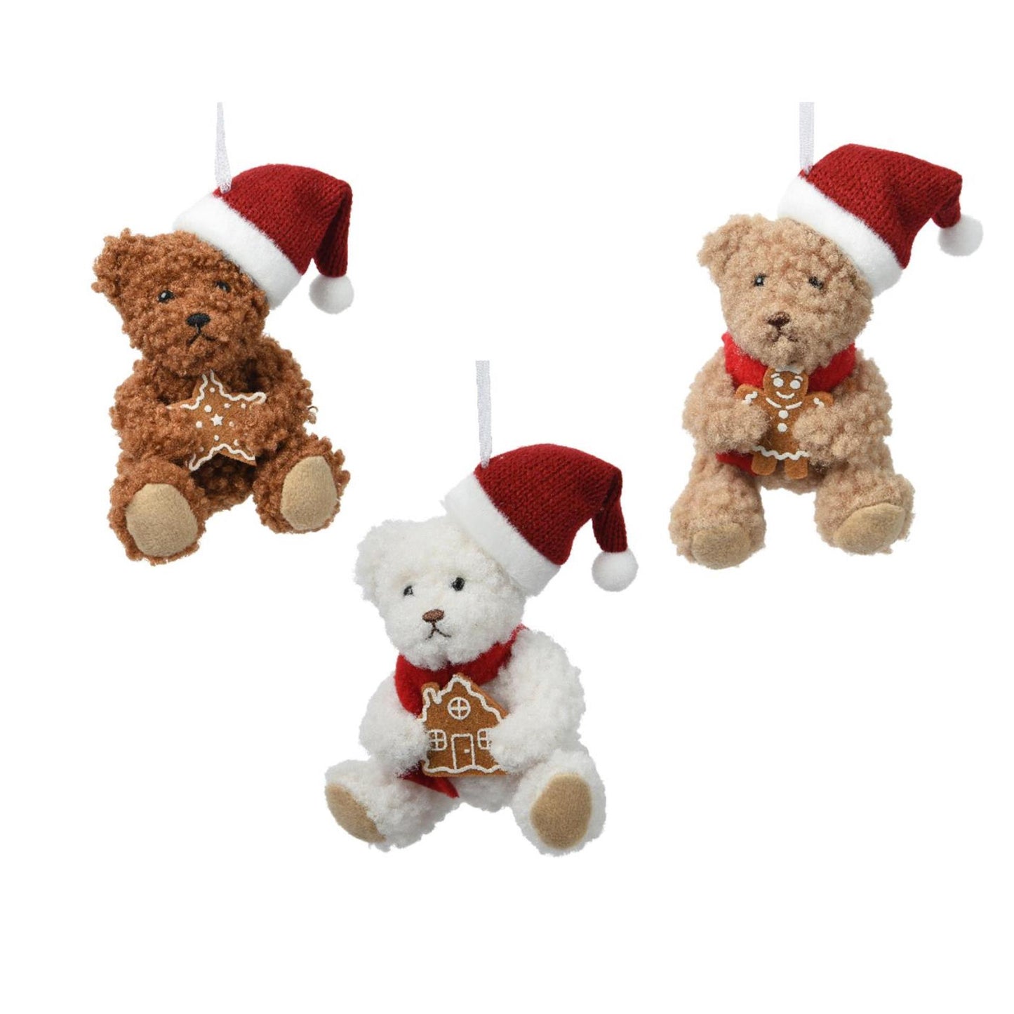 Decoris Pendentif de Noël ours polyester 7x6x12cm