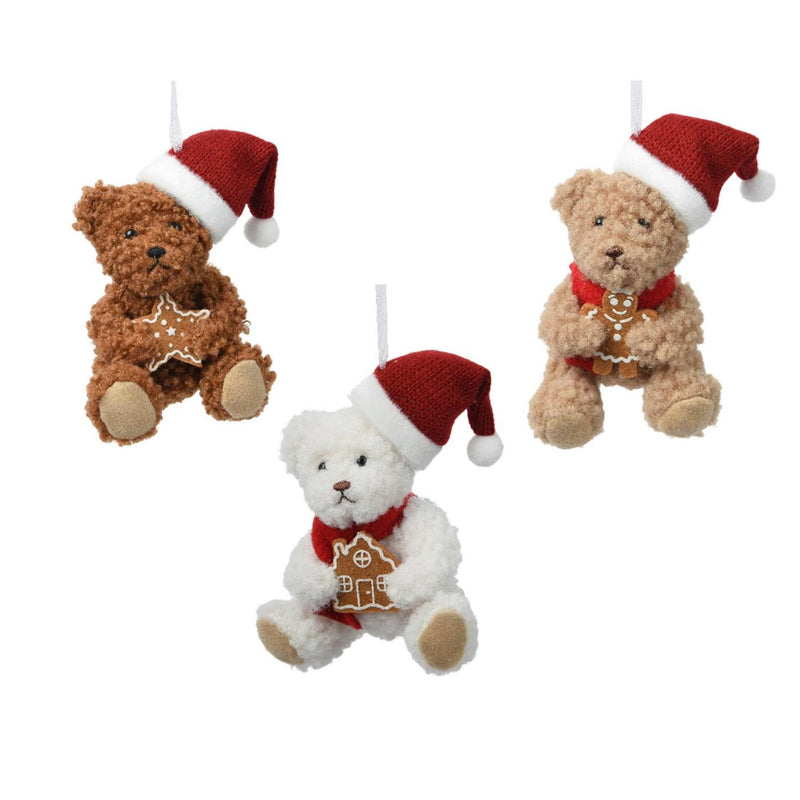 Decoris Pendentif de Noël ours polyester 7x6x12cm