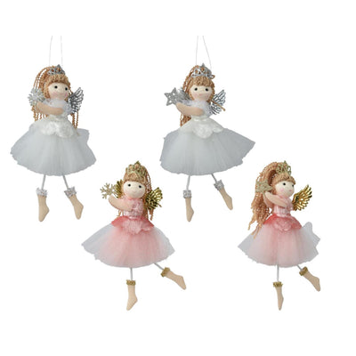 Decoris Pendentif de Noël ange polyester 8x8x17cm