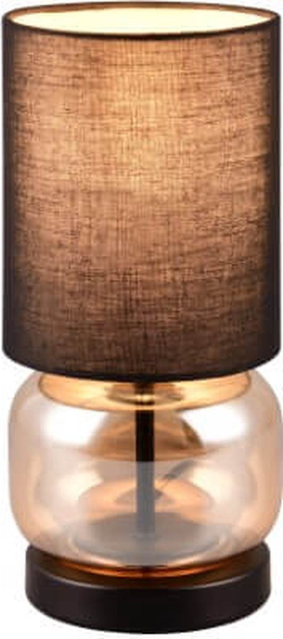 Trio elio - lampe de table - noir mat - excl. 1x e27 40w - interrupteur à cordon - verre ambré