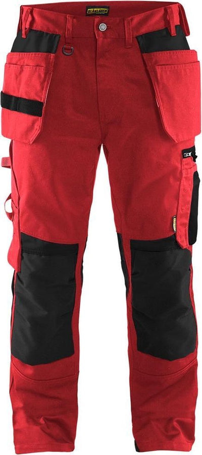 Blåkläder blaklader pantalon de travail avec poches à clous 1555-1860 - rouge noir - c52