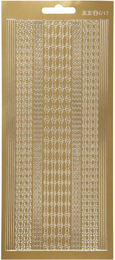 Creativ company autocollants, bordures, feuille 10x23 cm, or, 1 feuille