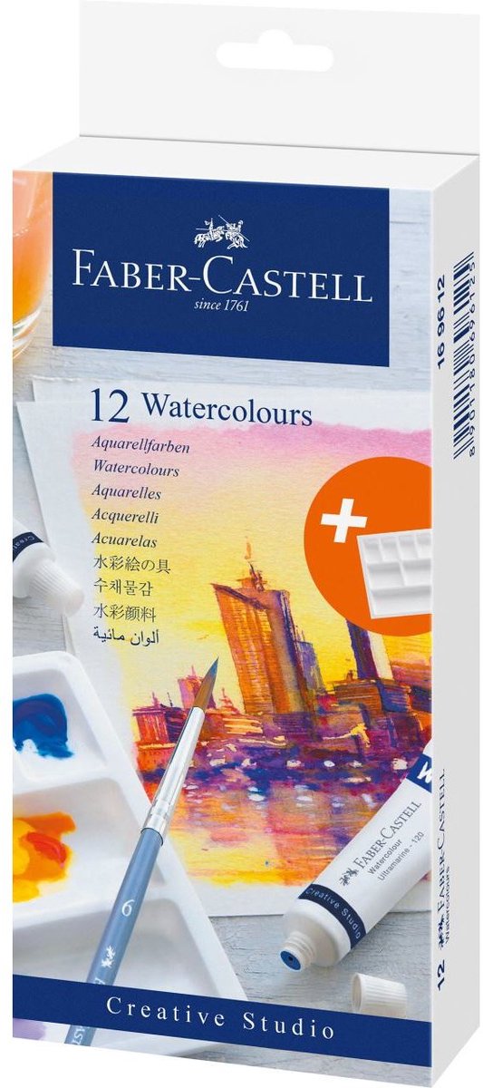 Faber-castell set aquarelle - tubes 9ml - 12 pièces - couleurs assorties - fc-169612