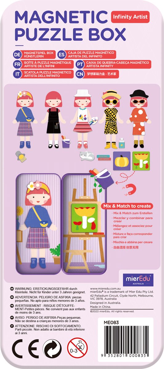 Boîte à puzzle magnétique Mieredu - artiste - contient 2 scènes - plus de 30 aimants - 3 ans