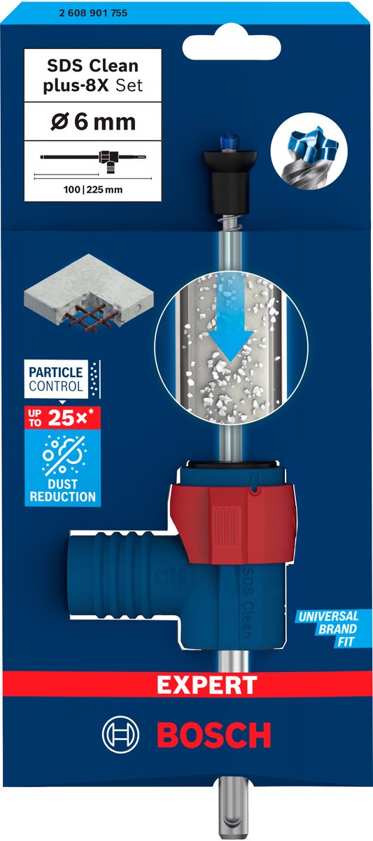 Bosch expert sds clean plus-8x jeu de forets à percussion 6 x 100 x 225