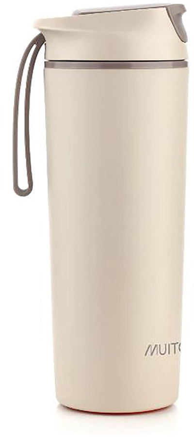 Bouteille d'eau Muitomas Never Fall Down - Système de ventouse anti-chute - Poignée antidérapante - Construction thermique - 450 ml - Blanc