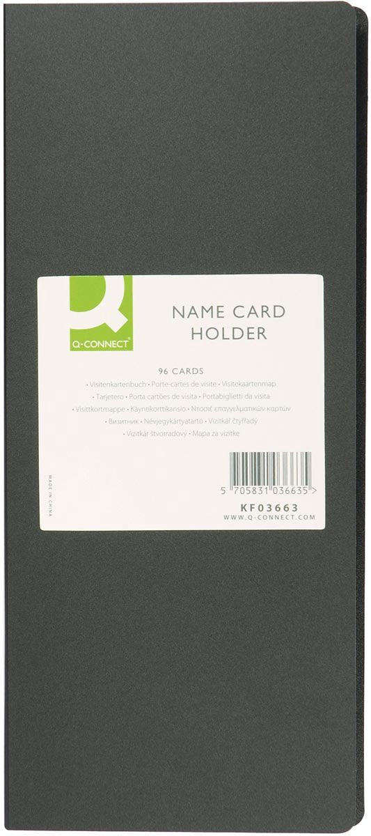 Dossier de cartes de visite Q-connect | pi 11 x 26 cm | pour 96 cartes | noir