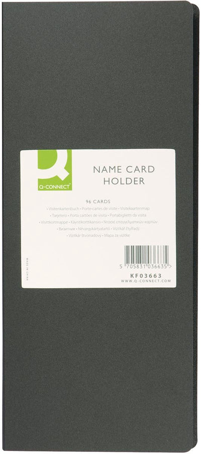 Dossier de cartes de visite Q-connect | pi 11 x 26 cm | pour 96 cartes | noir