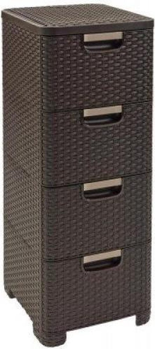 Système de tiroirs style Curver - 4x 14l - marron