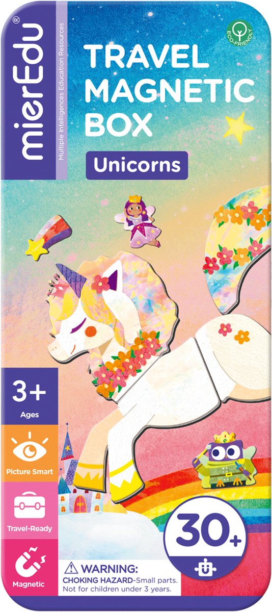 Boîte puzzle magnétique Mieredu - Licornes - contient 2 scènes - plus de 30 aimants - 3 ans