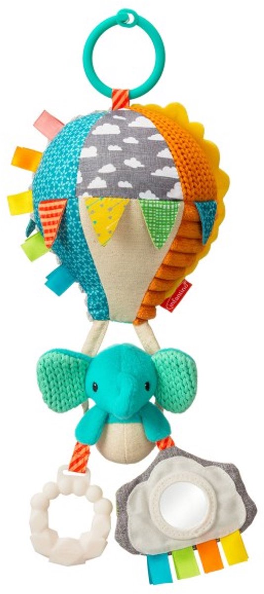 Montgolfière en peluche Infantino avec anneau de dentition et hochet.