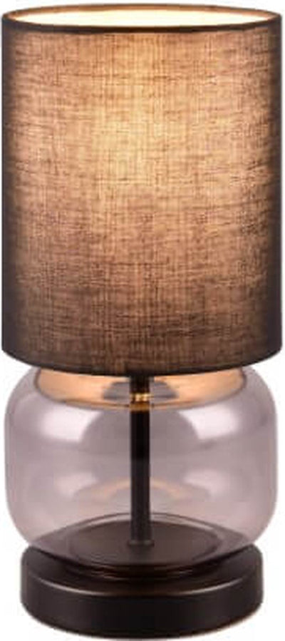 Trio elio - lampe de table - noir mat - excl. 1x e27 40w - interrupteur à cordon - verre fumé