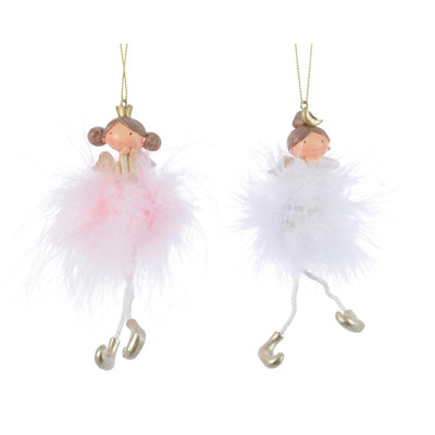 Decoris Pendentif de Noël ange polyrésine 2x4x14cm
