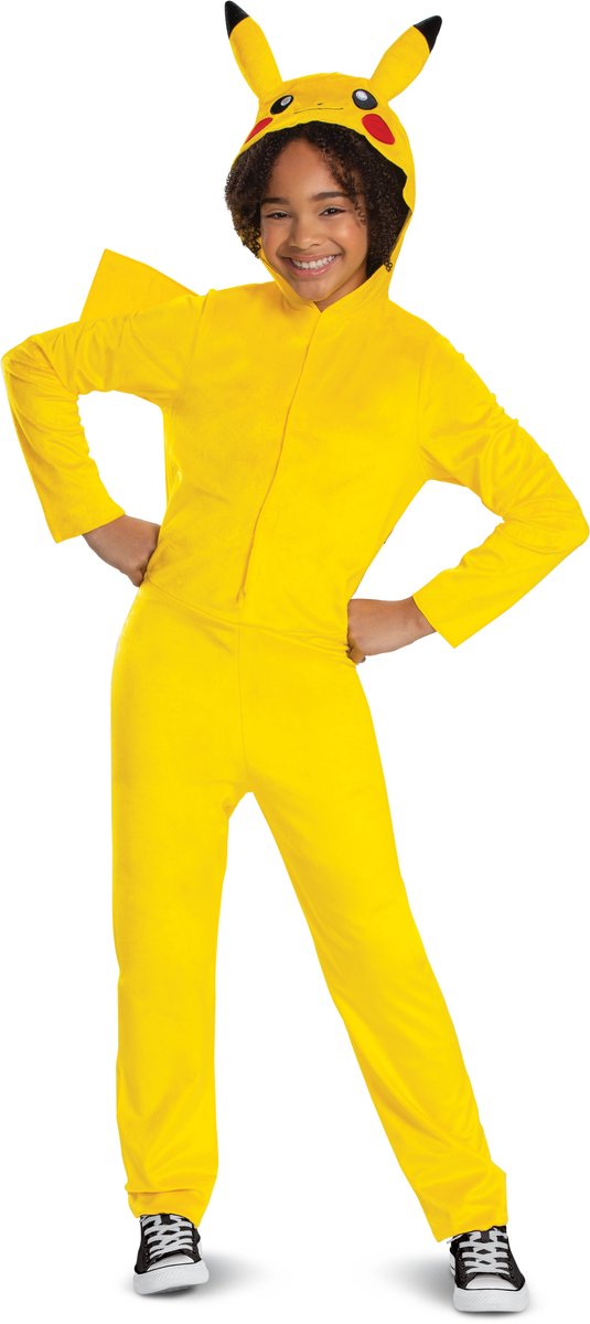 Déguisement Pokémon, combinaison pikachu à capuche classique, taille s (4-6 ans)