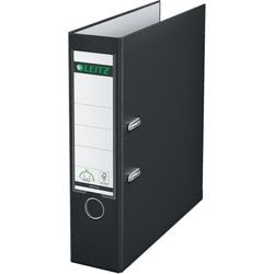 Ordner leitz 1010 plastique largeur 8cm noir insert étiquette trou de préhension