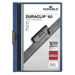 Dossiers à pince durables duraclip 60 bleu a4 60 feuilles façade transparente