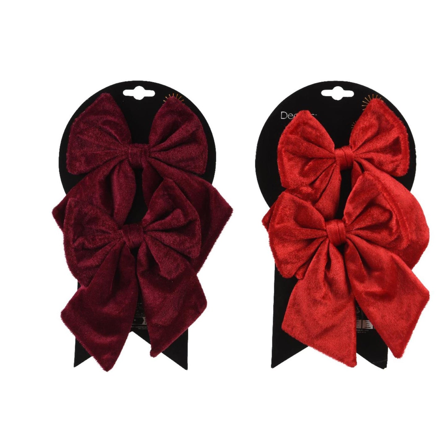 Noeud Decoris rouge bordeaux lot de 2 14x17cm