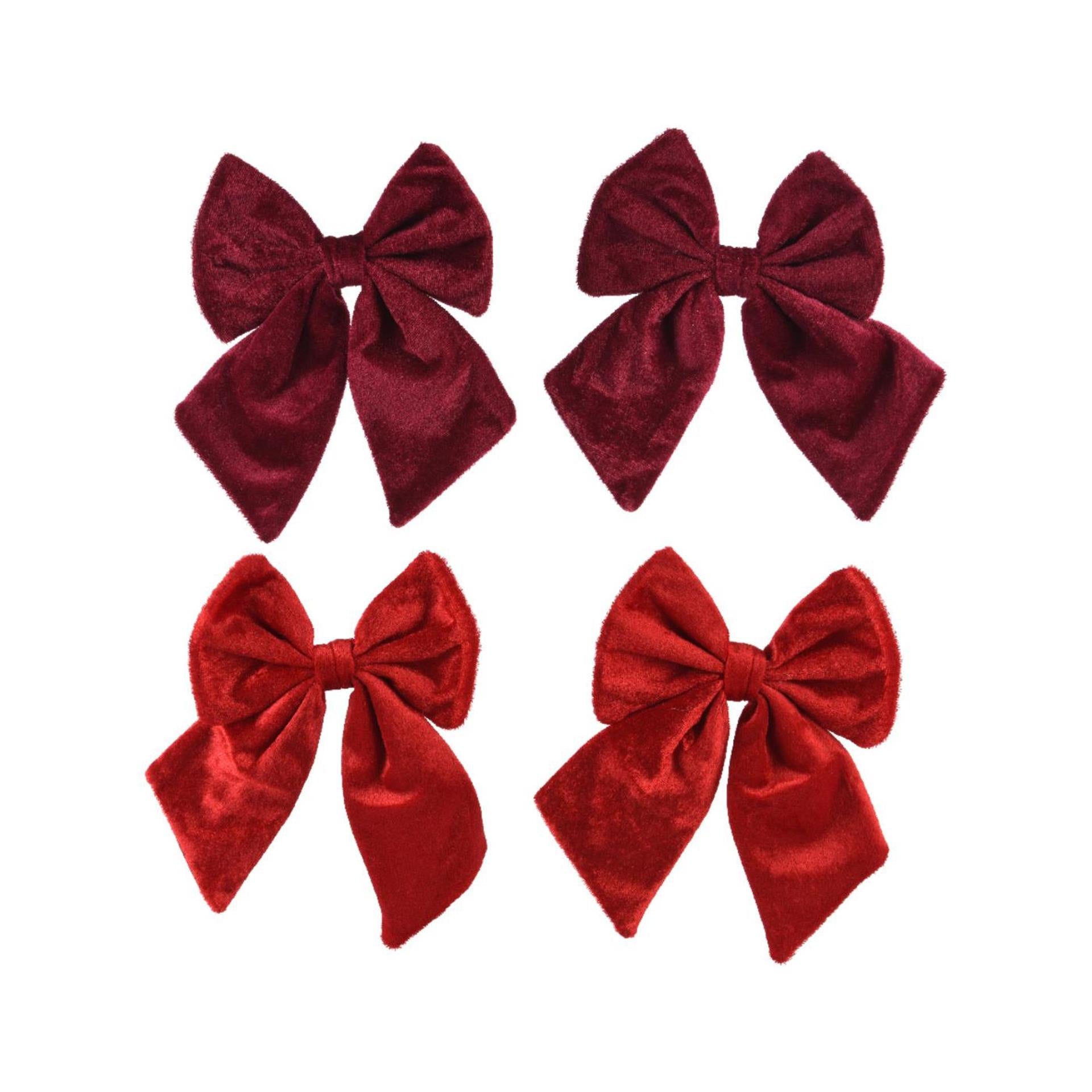 Noeud Decoris rouge bordeaux lot de 2 14x17cm