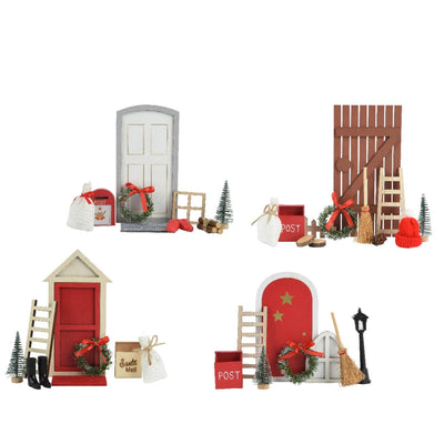 Decoris ensemble d'accessoires de village de Noël en bois 15x6x24cm