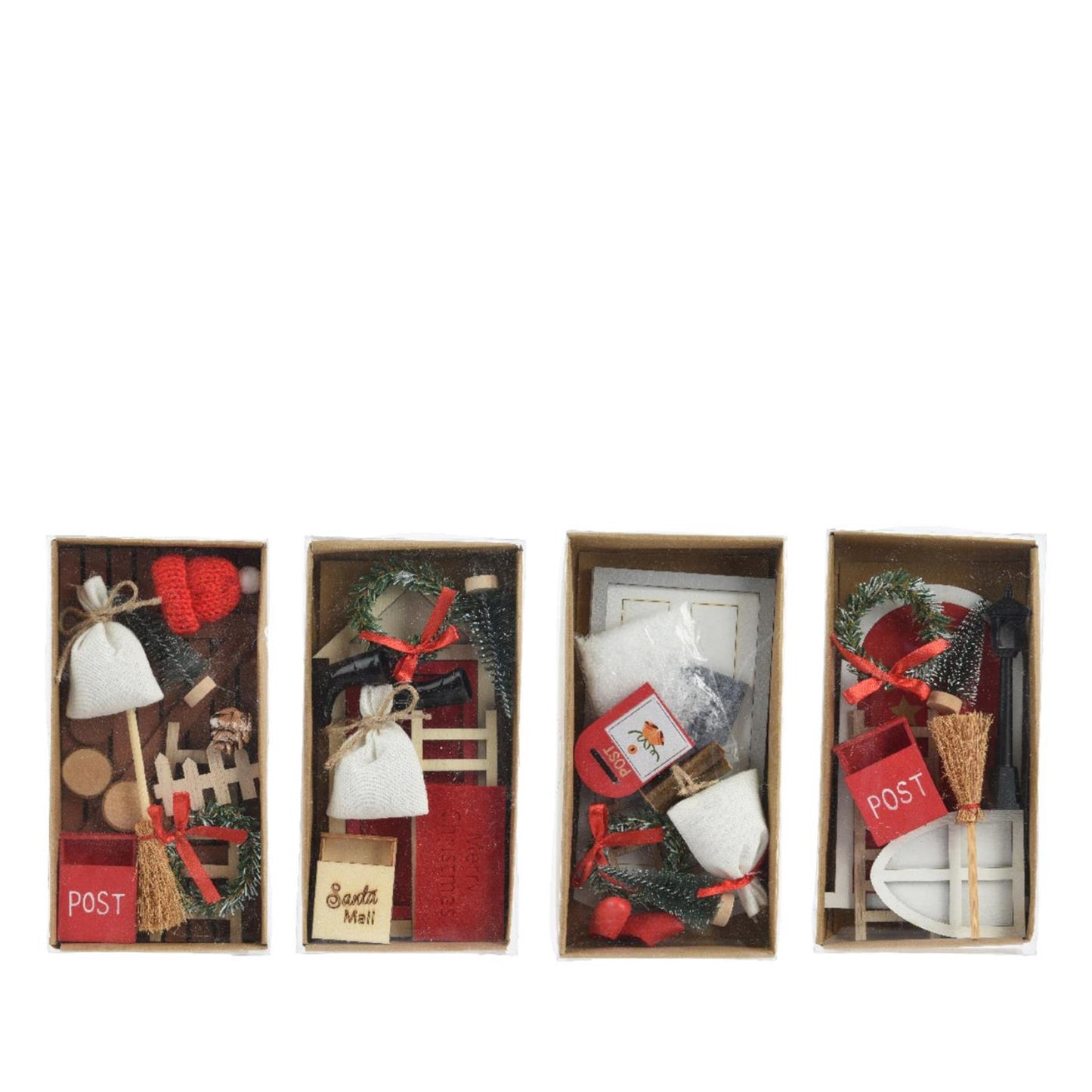 Decoris ensemble d'accessoires de village de Noël en bois 15x6x24cm