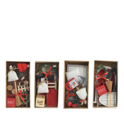 Decoris ensemble d'accessoires de village de Noël en bois 15x6x24cm