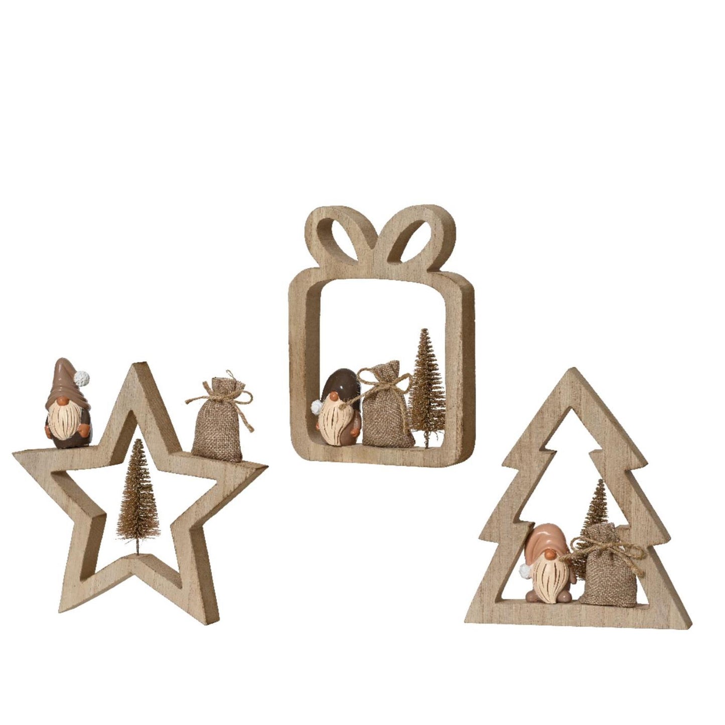 Decoris Décoration de Noël avec gnome 14,5x16,5cm