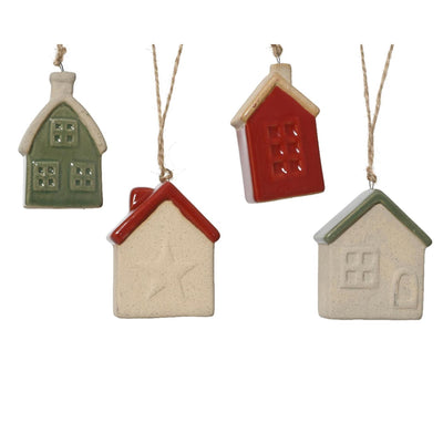 Decoris Pendentif de Noël maison en porcelaine 3x5,7x7,2cm