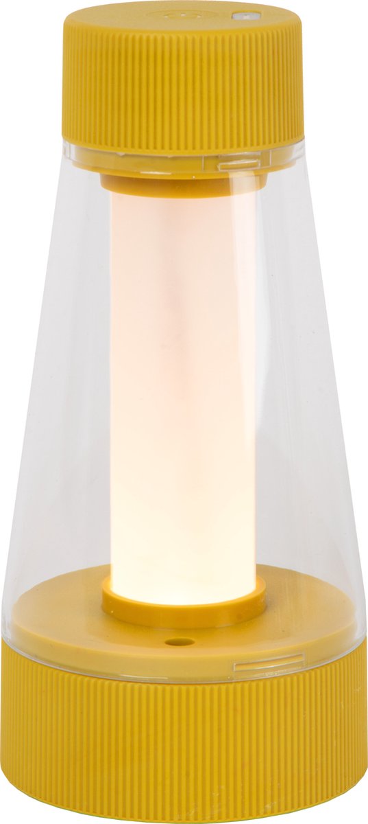 Lucide Lorali - lampe de table rechargeable intérieur extérieur - batterie rechargeable - ø 7,7 cm - LED dimmable - 1x1,2W 2600K 3000K - IP44 - jaune ocre