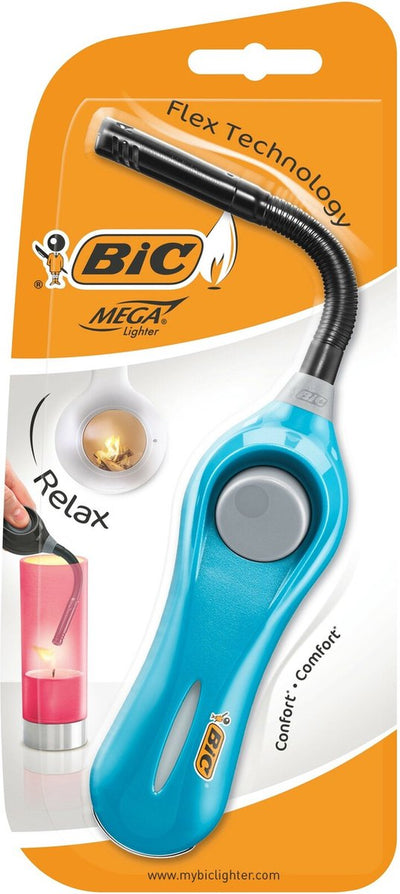 Bic briquet multifonctionnel mégalighter flex u140 pour barbecue et bougies - avec col flexible - différentes couleurs - 1 pièce