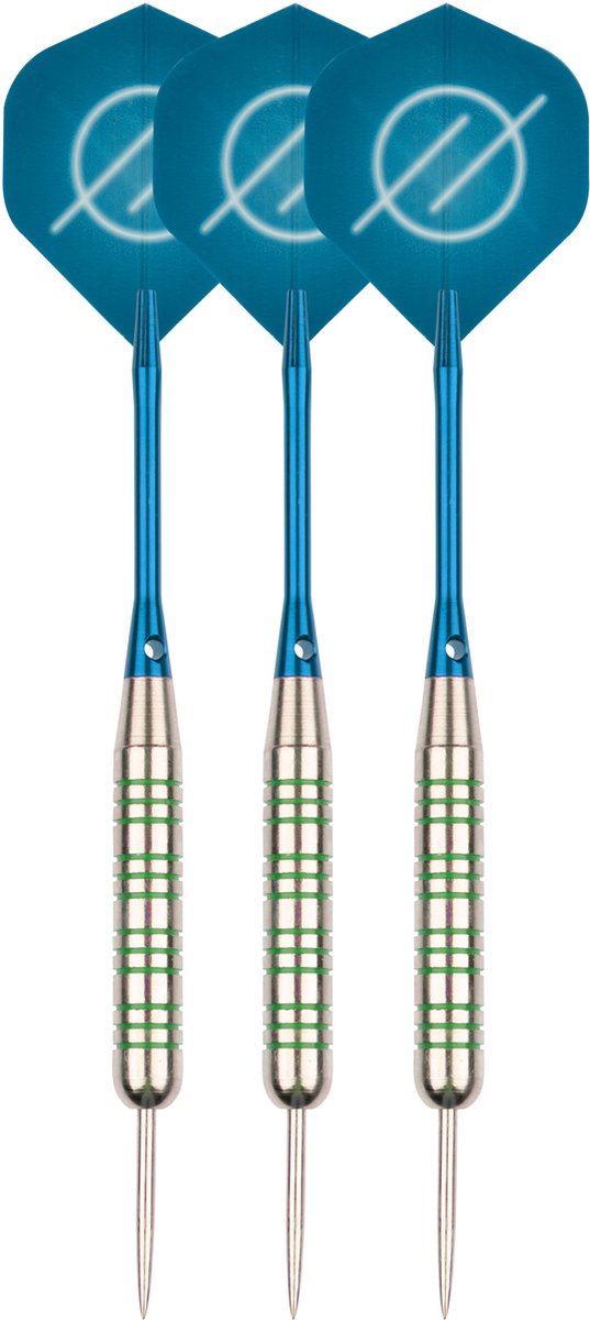 Set complet de fléchettes Faver - axes de rechange - argent nickelé - métallique - bleu - 19 grammes