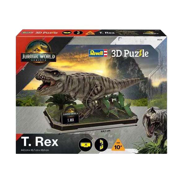 Revell Kit de construction de puzzle 3D Jurassic World - t. rex - 45 pièces.