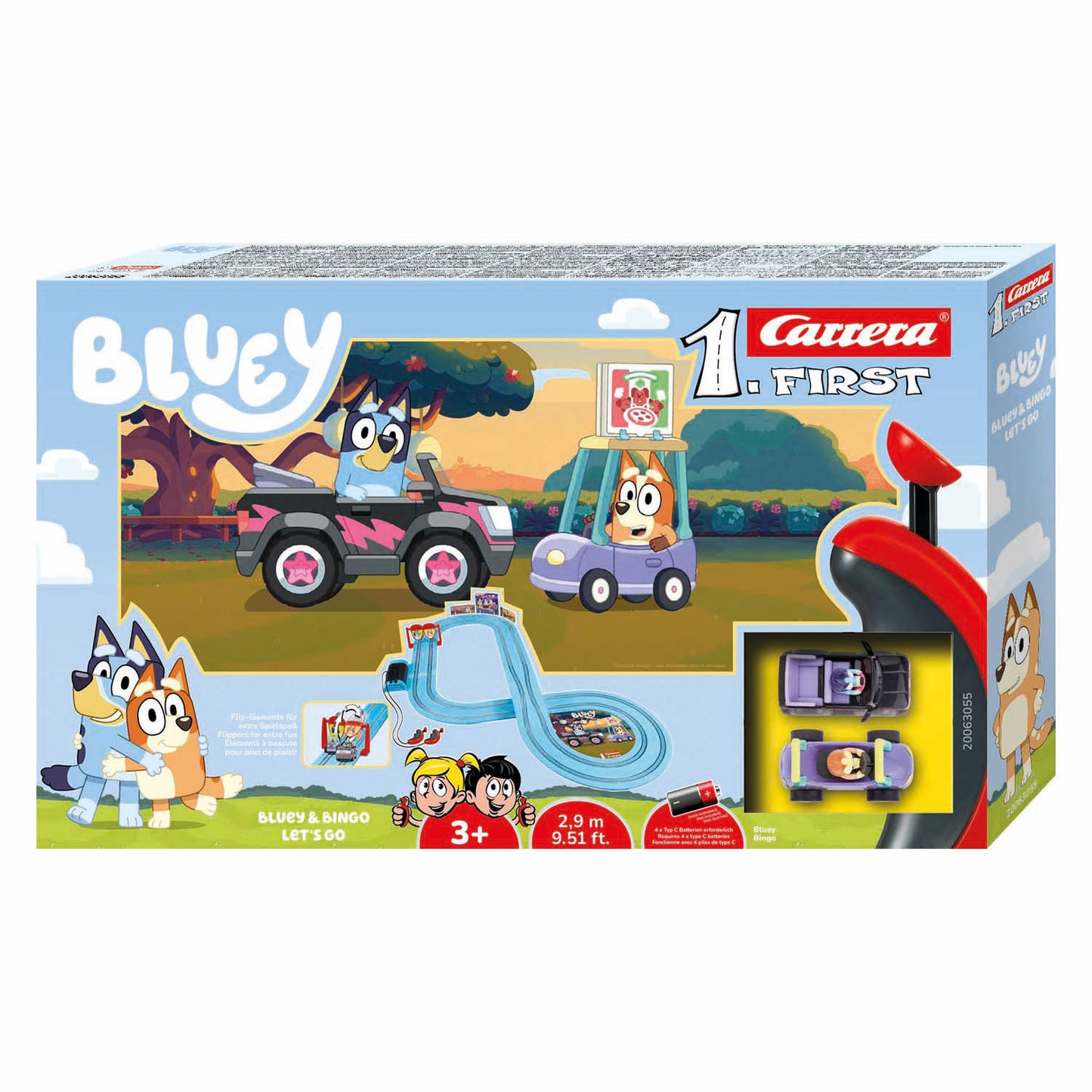 Première piste de course Carrera - bluey contre bingo, c'est parti 2,9 m