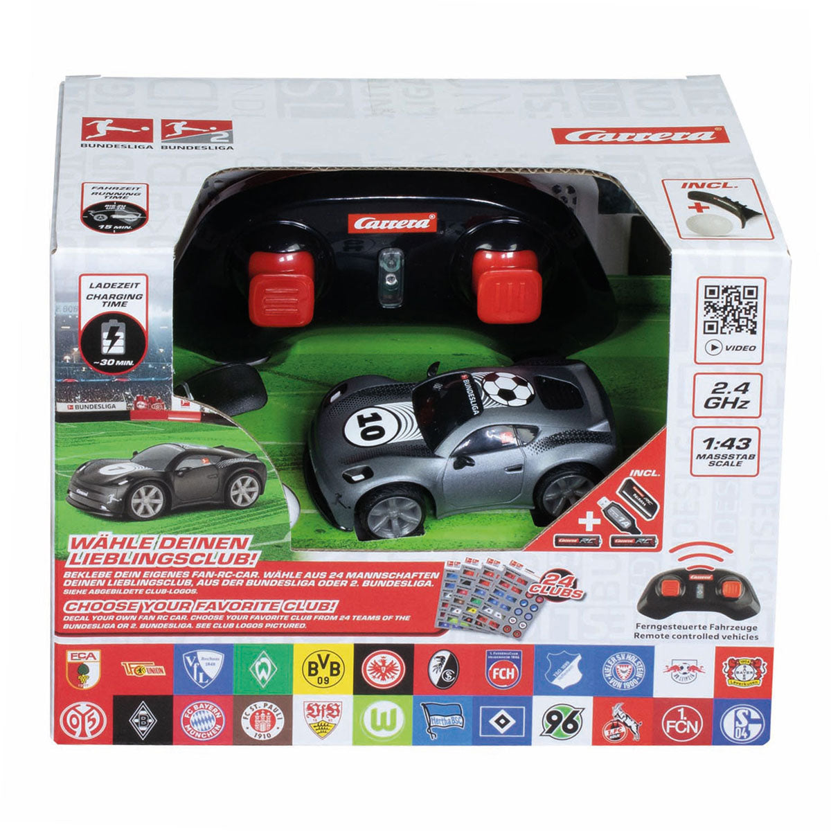 Carrera mini rc 2.4ghz bundesliga 1:43 - gris