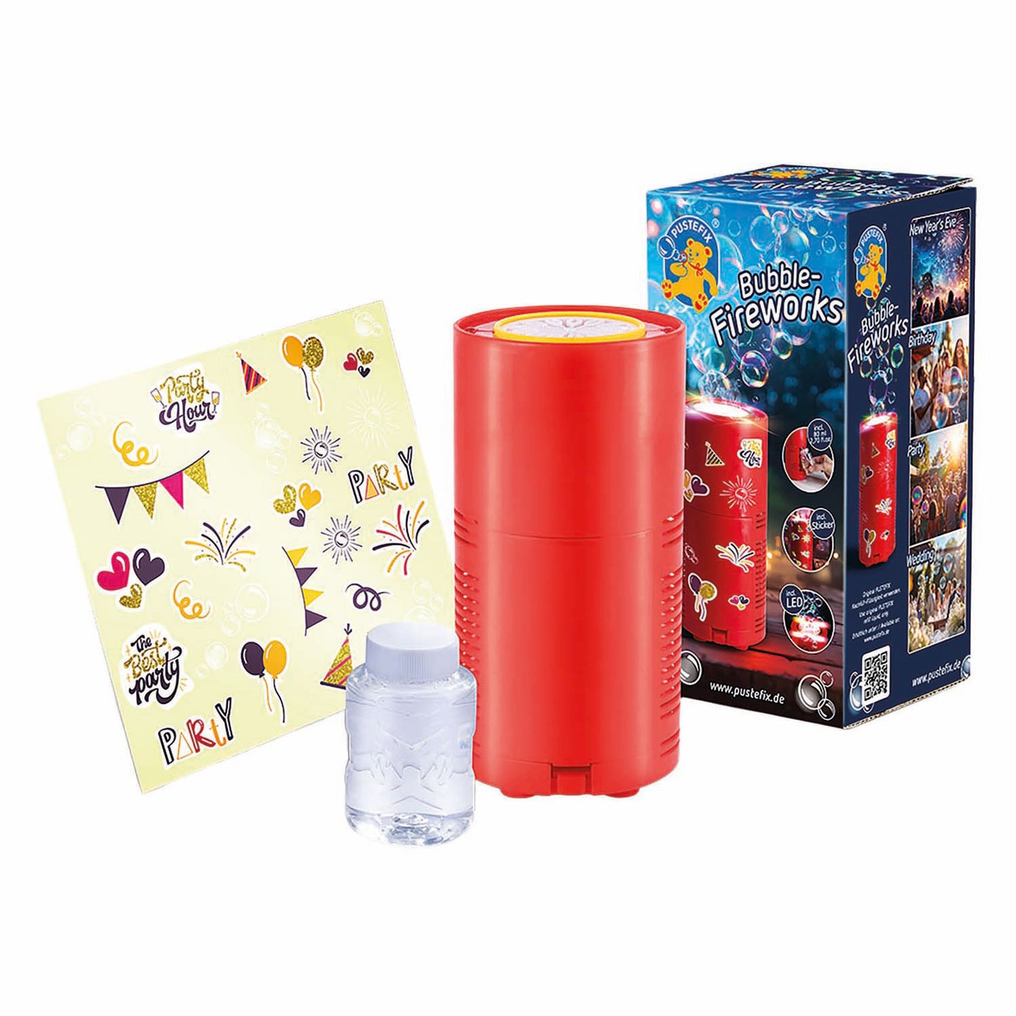 Feux d'artifice à bulles Pustefix avec souffleur à bulles