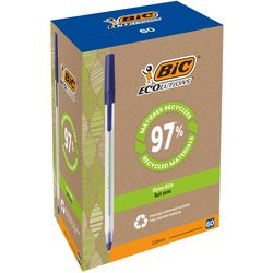 Stylo bille bic rond stic ecolutions 0,4 mm bleu recyclé