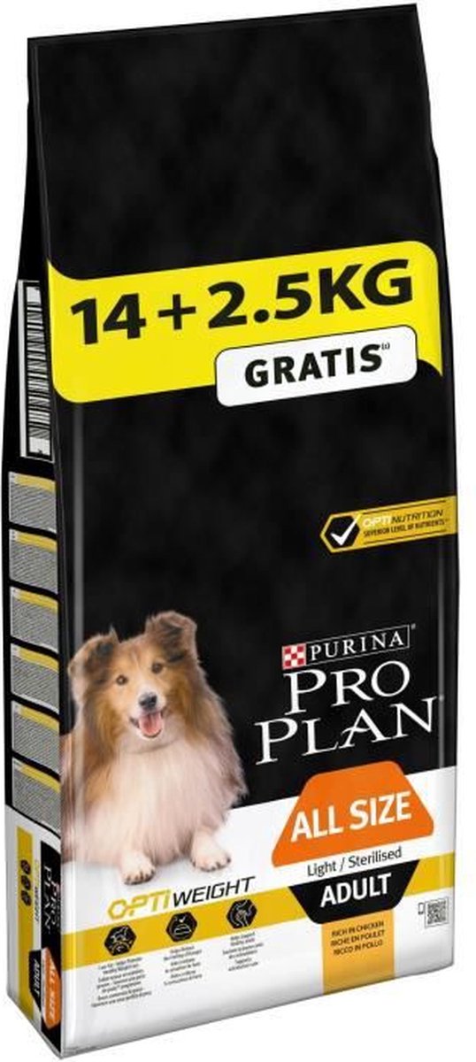 Pro plan proplan légèrement stérilisé - croquettes de dinde - pour chien adulte - 14 + 2,5 kg