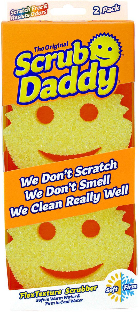 Éponge de nettoyage originale Scrub Daddy - jaune - 2 pièces