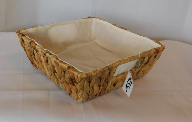 Panier Baskin jacinthe recouvert de tissu 25x25x8cm