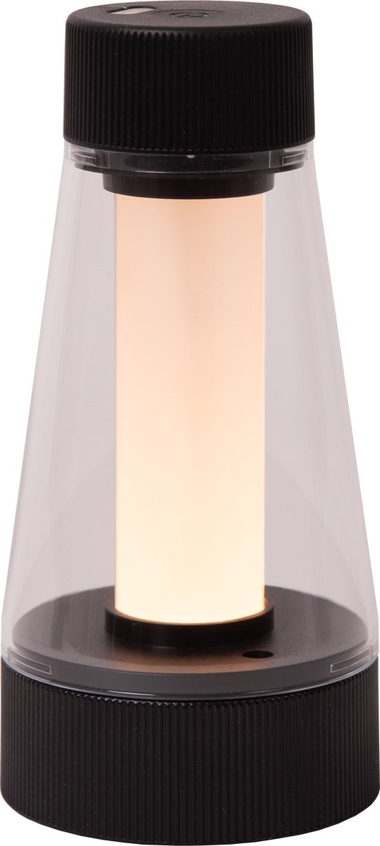 Lucide Lorali - lampe de table rechargeable intérieur extérieur - batterie rechargeable - ø 7,7 cm - LED dimmable - 1x1,2W 2600K 3000K - IP44 - noir