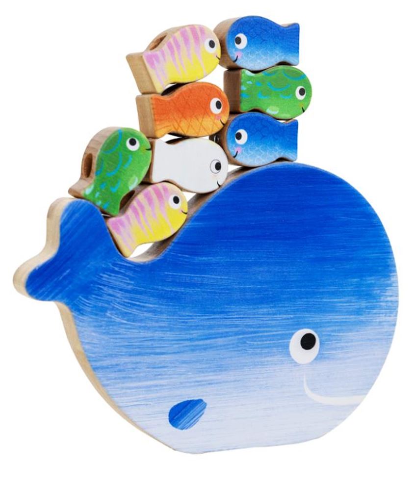 Clavis éditeurs gegenten*jeu en bois 4 en 1 petit poisson blanc. pile, tige, compte et fil
