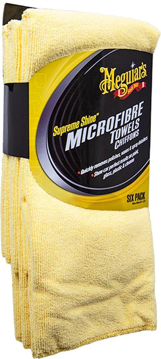 Meguiar's Supreme Shine Microfibre - 6 pièces - Brillance miroir - Chiffons en microfibre
