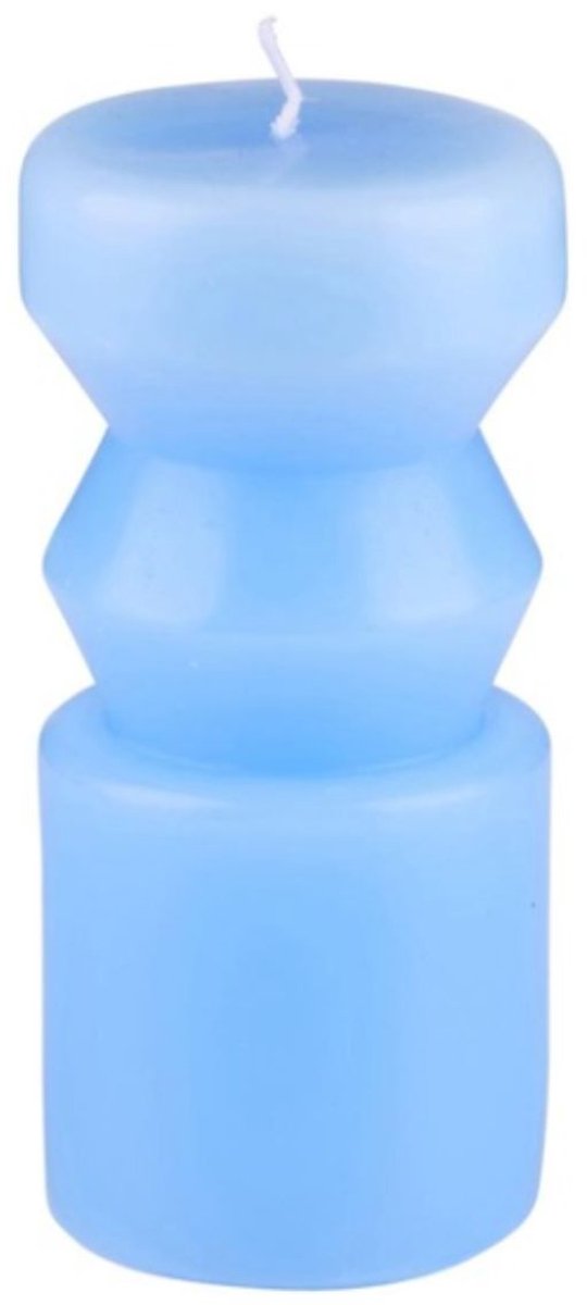 Bougies Arti Casa lot de 3 - bougies décoratives au design moderne - ø6,5 x 14 cm - bleu gris