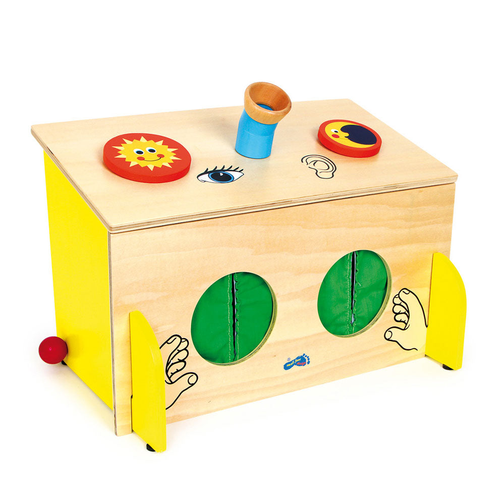 Boîte de sensation en bois de petit pied