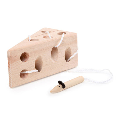 Petit fromage à pied et jeu de route en bois de souris