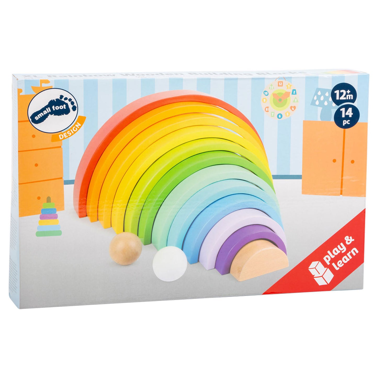 Blocs de construction en bois de petit pied Rainbow XL, 14dlg.