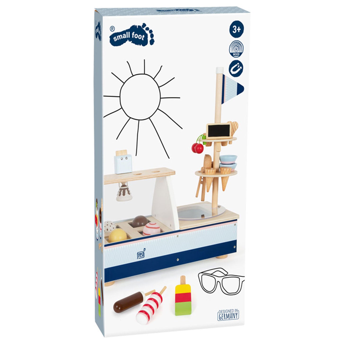 Propre de crème glacée en bois à petit pied, 21dlg.