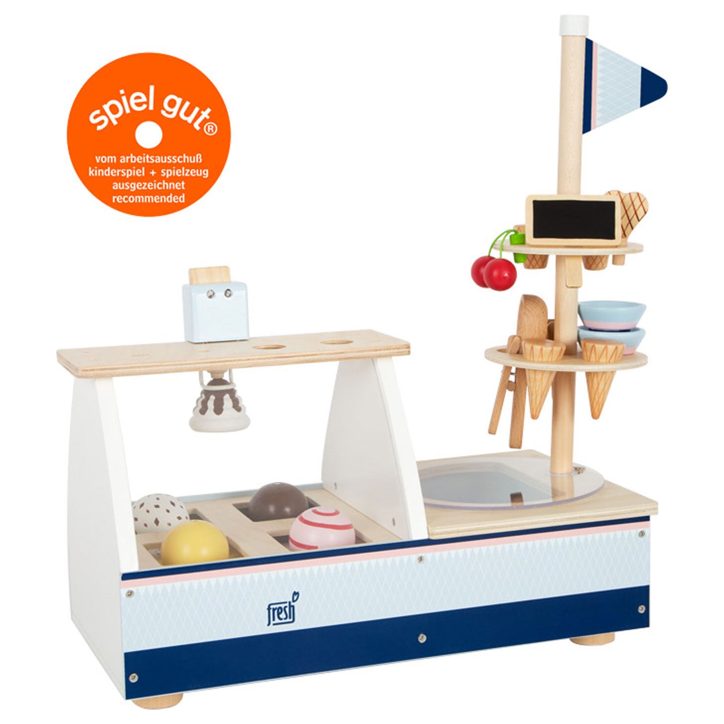 Propre de crème glacée en bois à petit pied, 21dlg.
