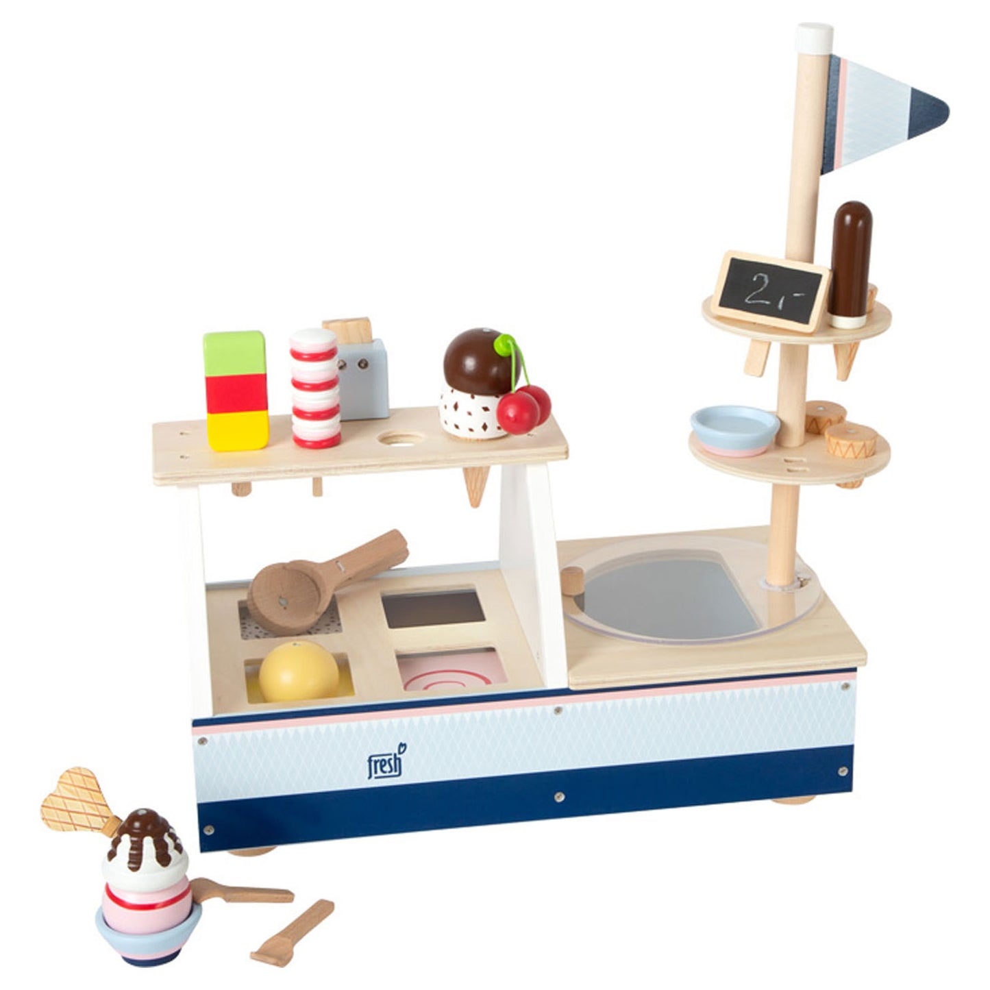 Propre de crème glacée en bois à petit pied, 21dlg.