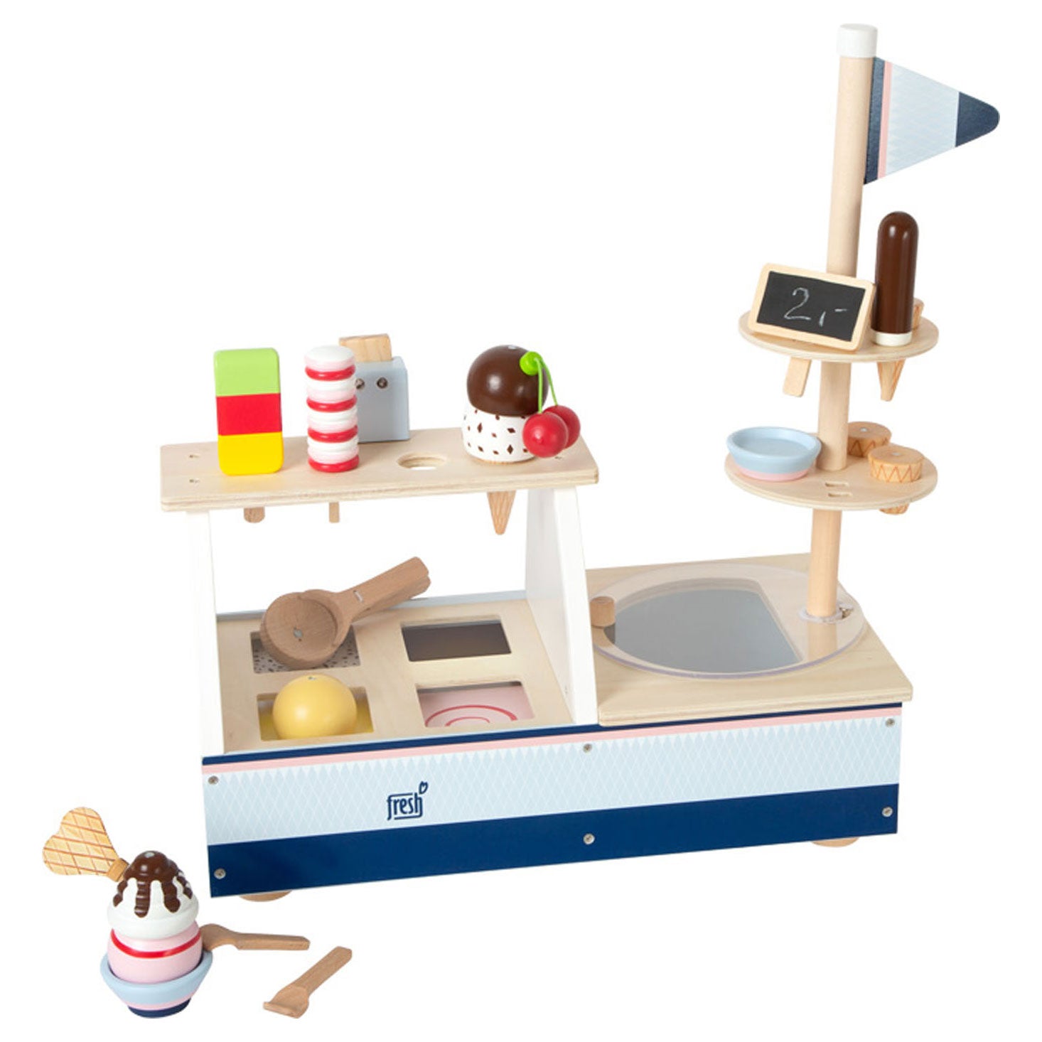 Propre de crème glacée en bois à petit pied, 21dlg.